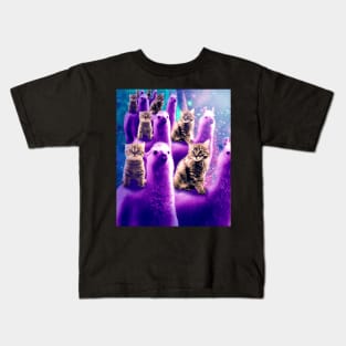 Outer Space Galaxy Kitty Cat Riding On Llama Kids T-Shirt